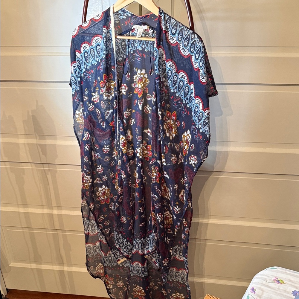 Boho Floral Paisley Kimono Duster Lightweight Festival Cover Up OS